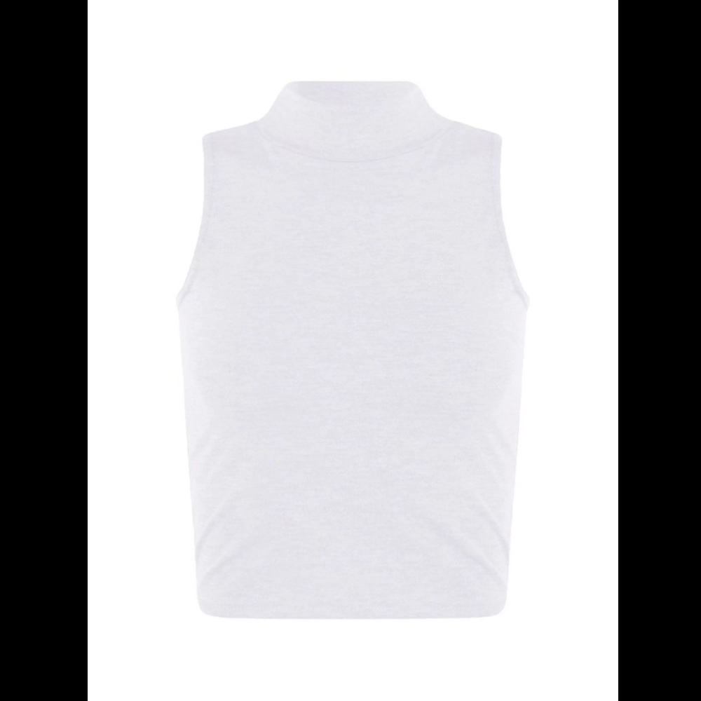 High Neck Crop Top in White